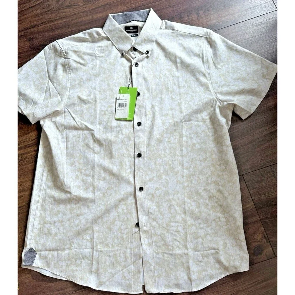 Brooklyn Brigade Men's Moisture-Wicking Abstract Floral Button Down Shirt M